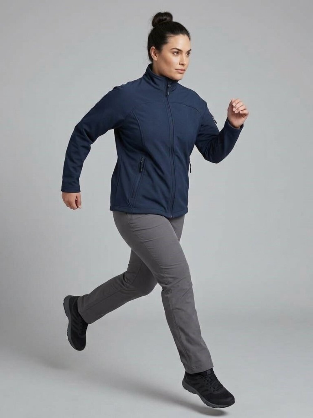 North End Sz L Womens Fleece Lined Soft Shell Jacket Midnight Navy Blue